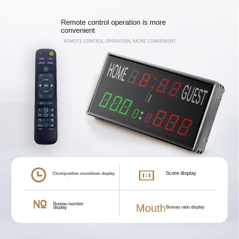 JX Multi-Function Scoreboard remote control operation and display functions