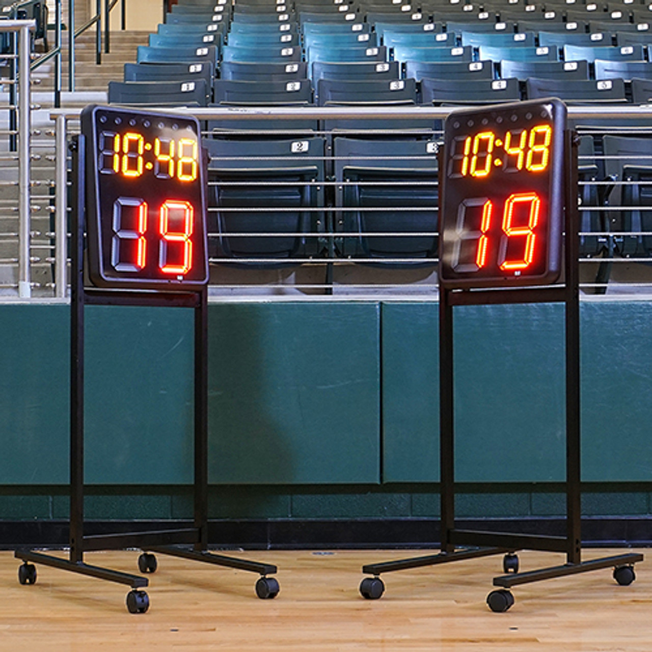 Wireless Shot Clock Pair shot clock pair used on indoor basketball court