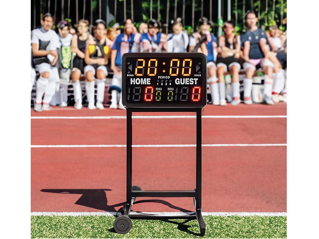 SK2229R / WC201 Style Scoreboard used with an optional court stand
