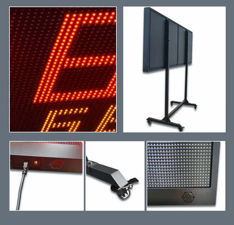 YS 1.7m / 2m Wireless Multisport Scoreboard scoreboard LED module, speaker, wheel and back detail